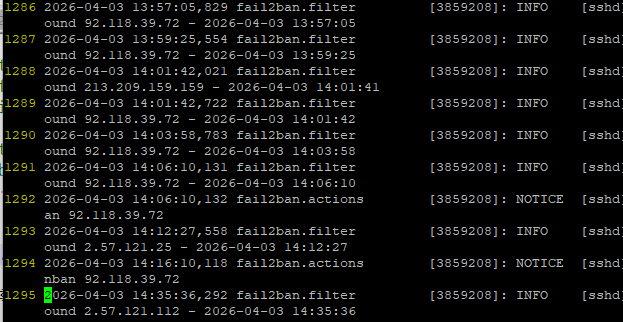 fail2ban-client log 결과